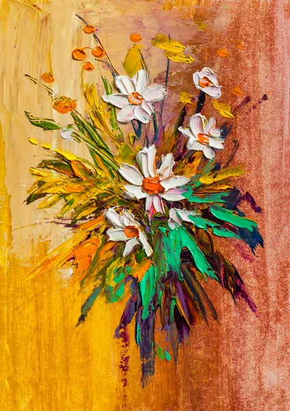 Pittura ad olio Fiori di margherita — Foto Stock