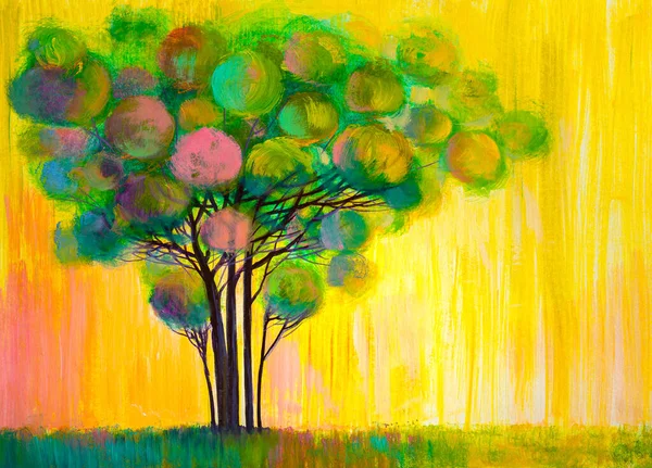 Olieverfschilderij Landschap Kleurrijke Boom Hand Geschilderd Impressionist Outdoor Landschap — Stockfoto