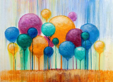 Manzara resmi, parkta süslü ağaçlar. 