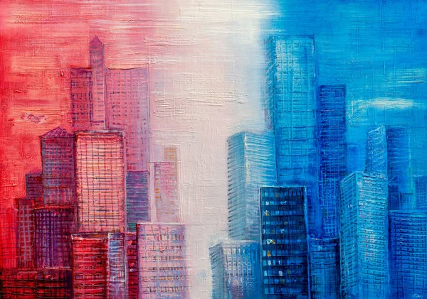 곱슬머리의 예술적 Abstract Styy Sunset Cityscape — 스톡 사진