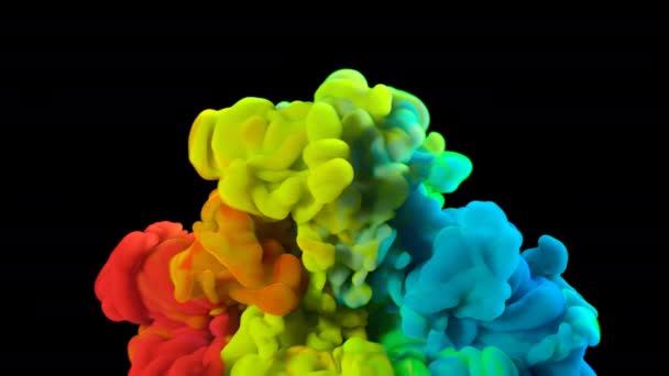 Animación Abstracta Explosión Del Humo Nube Acrílica Coloreada Vista Cerca — Vídeo de stock