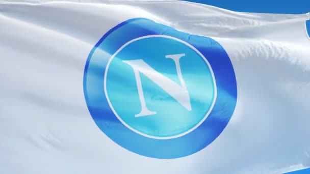 Itália Napoli Julho 2018 Bandeira Napoli Acenando Câmera Lenta Contra — Vídeo de Stock