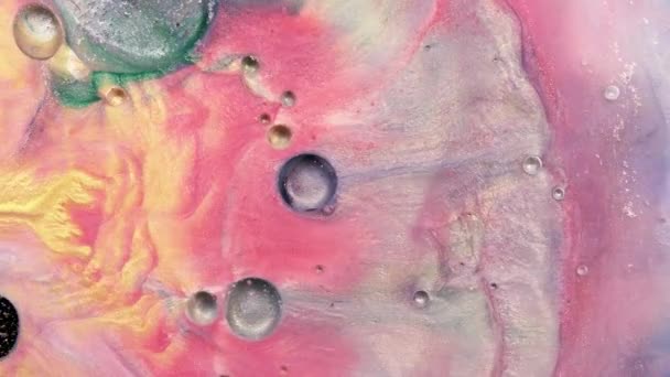 Peintures Pétillantes Colorées Mélangent Dans Beaux Motifs Encre Huile Rose — Video