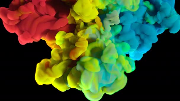 Colored Acrylic Cloud Abstract Smoke Explosion Animation Close View — Stock Video