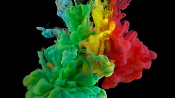 Gekleurde Acryl Wolk Abstracte Rook Explosie Animatie Close Weergave — Stockvideo