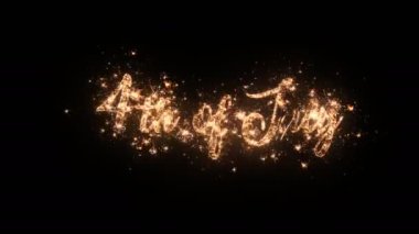 4 Temmuz siyah arka plan, güzel tipografi sihirli tasarım izole parçacıklar ve kıvılcımlar ile metin tebrik.