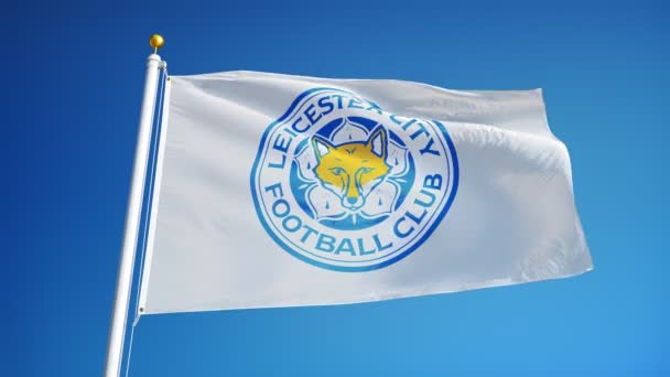 Anglia Leicester Július 2018 Leicester City Zászlója Integetett Kék Eget — Stock videók