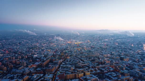 Beautiful Aerial View Moscow City Sunset Picturesque Motion Timelapse Evening — Stock Video