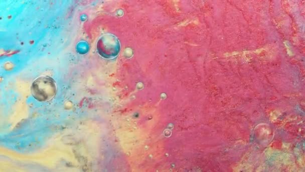 Peintures Pétillantes Colorées Mélangent Dans Beaux Motifs Encre Huile Rose — Video