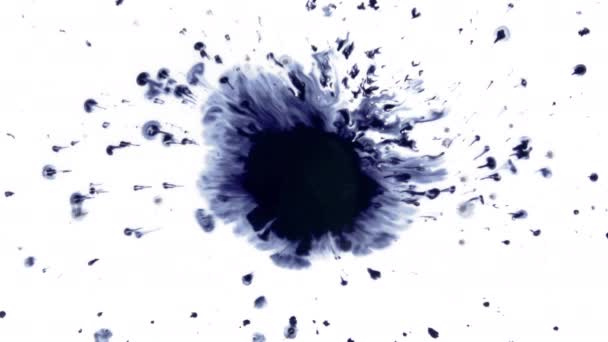 美丽的水彩油墨滴在白纸上 油漆流血绽放 黑色圆圈有机流量扩大 飞溅传播上清晰的背景 完美的运动图形 数字组成 — 图库视频影像