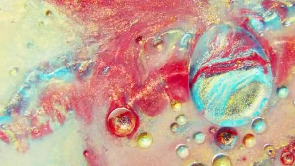 Peintures Pétillantes Colorées Mélangent Dans Beaux Motifs Encre Huile Jaune — Video