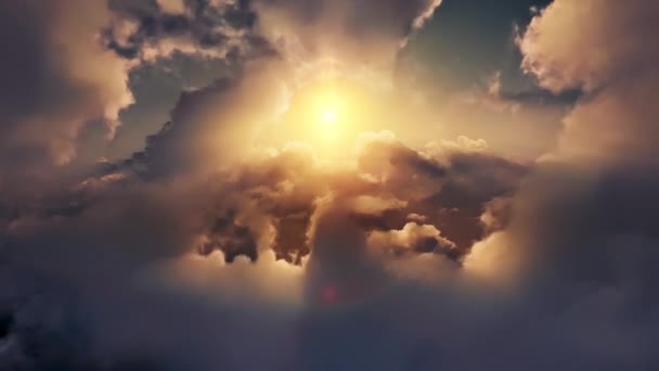 Voando Através Bela Paisagem Ensolarada Celestial Amazing Timelapse White Fluffy — Vídeo de Stock