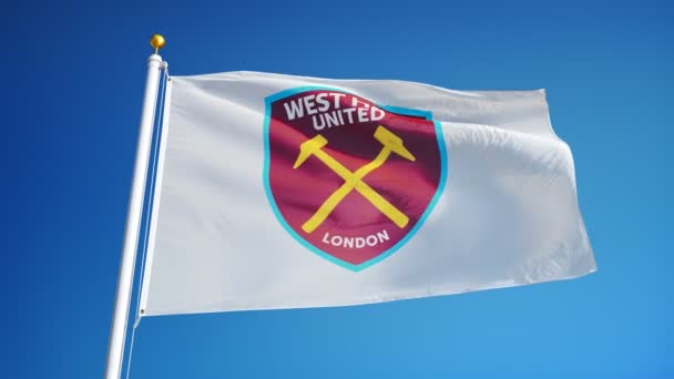 Stratford Londres Inglaterra Julio 2018 West Ham United Bandera Ondeando — Vídeo de stock