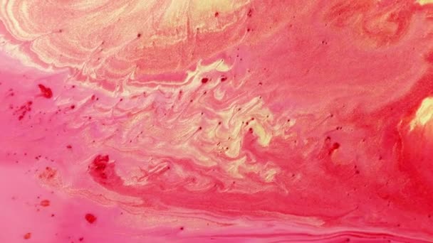 Peintures Pétillantes Colorées Mélangent Dans Beaux Motifs Encre Huile Rouge — Video