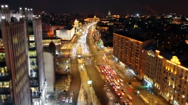 Aerial Shooting Moscow Garden Ring Evening Sunset City Lights Bird — Stock Video