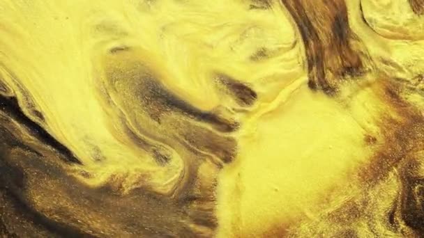 Peintures Pétillantes Colorées Mélangent Dans Beaux Motifs Encre Huile Jaune — Video