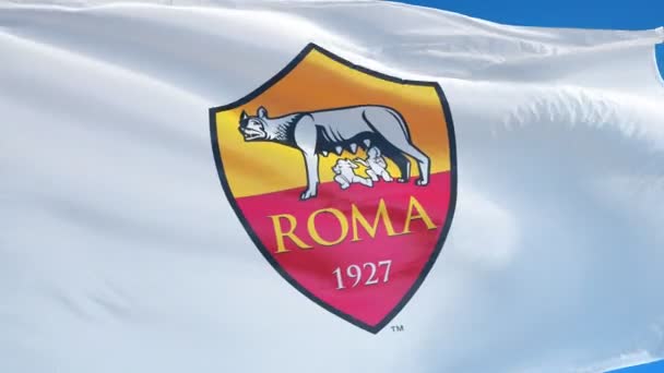 Італія Рим Липня 2018 Рома Прапор Розмахуючи Повільному Русі Проти — стокове відео