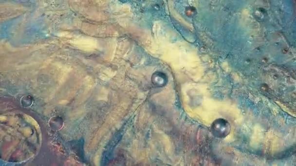 Peintures Pétillantes Colorées Mélangent Dans Beaux Motifs Encre Huile Brun — Video