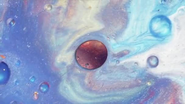 Peintures Pétillantes Colorées Mélangent Dans Beaux Motifs Encre Huile Bleu — Video