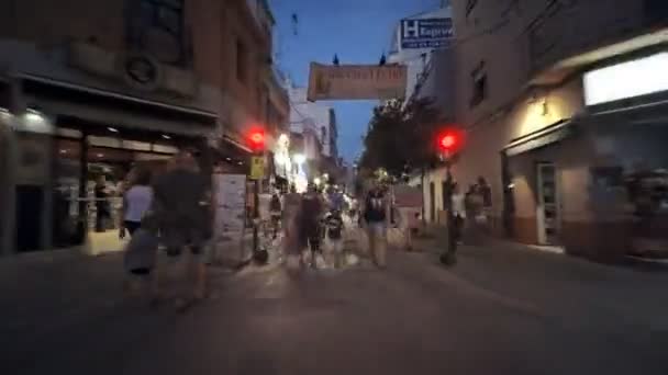 Ночная Жизнь Города Каллела Маленькая Испания Каталония Коста Брава Пешеходная — стоковое видео
