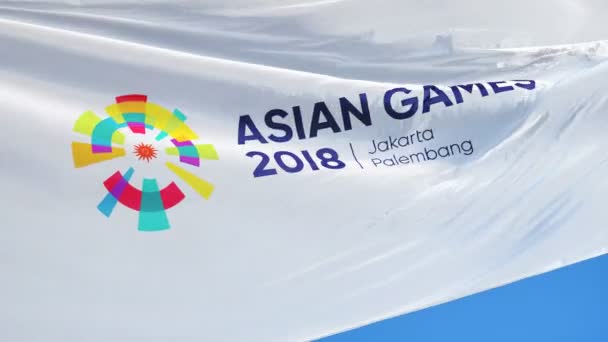 Indonésie Jakarta Août 2018 Drapeau Des Jeux Asiatiques Agitant Ralenti — Video