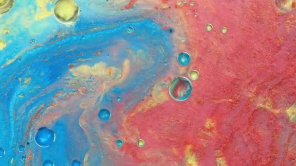 Peintures Pétillantes Colorées Mélangent Dans Beaux Motifs Encre Huile Corail — Video