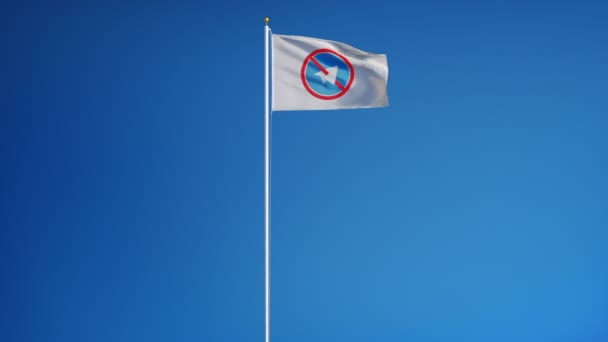 Телеграма Заборони Компанії Прапор Махає Повільному Русі Проти Блакитного Неба — стокове відео