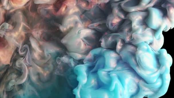Colorful Red Blue Paint Drops Left Mixing Water Ink Swirling — Stock Video