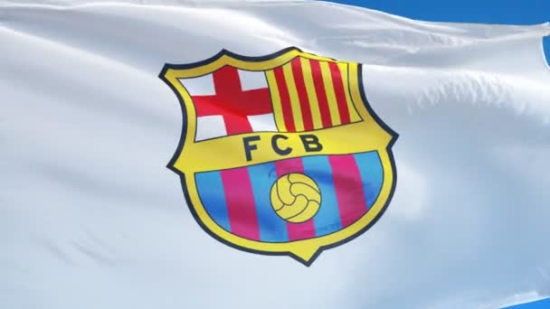 Mengibarkan Bendera Barcelona Tossa Mar Kota Catalunya Spanyol — Stok Video