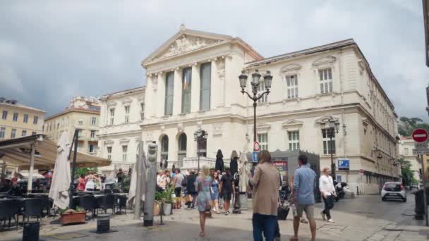 Nice França Julho 2018 Bela Vista Para Tribunal Através Praça — Vídeo de Stock