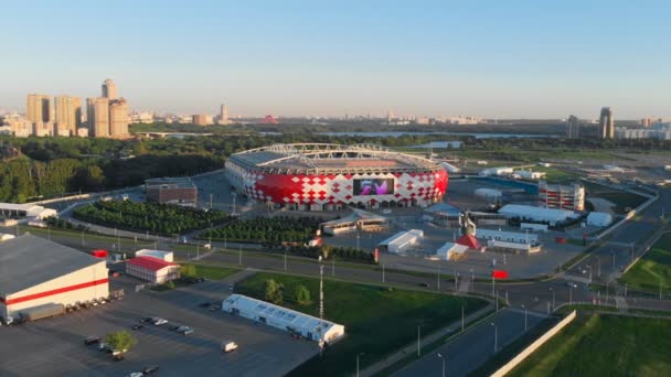 Russia Mosca Maggio 2018 Volare Intorno Allo Stadio Discovery Arena — Video Stock