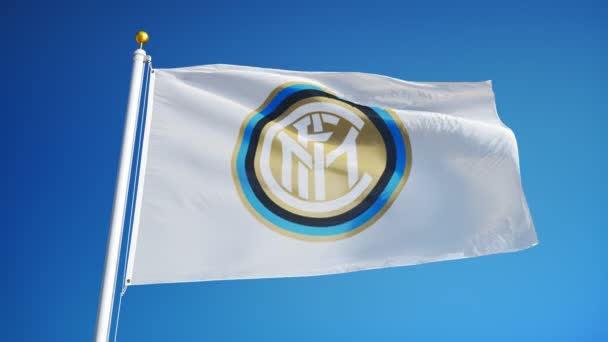 Itália Milão Julho 2018 Bandeira Inter Milão Acenando Câmera Lenta — Vídeo de Stock