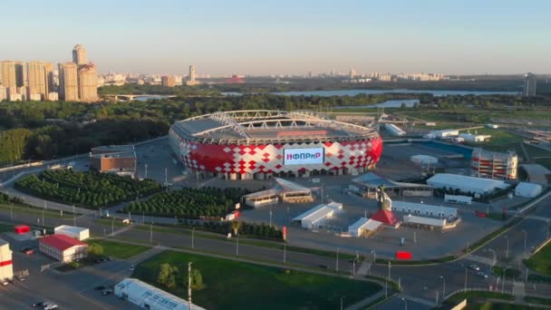 Rússia Moscow Maio 2018 Voando Redor Stadium Discovery Arena Paisagem — Vídeo de Stock