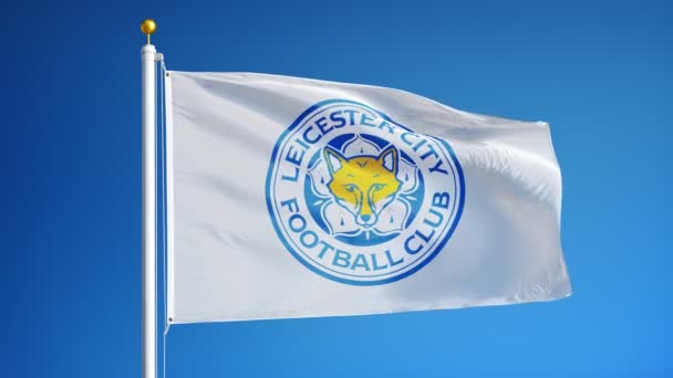 Inglaterra Leicester Julio 2018 Leicester City Bandera Ondeando Cámara Lenta — Vídeo de stock