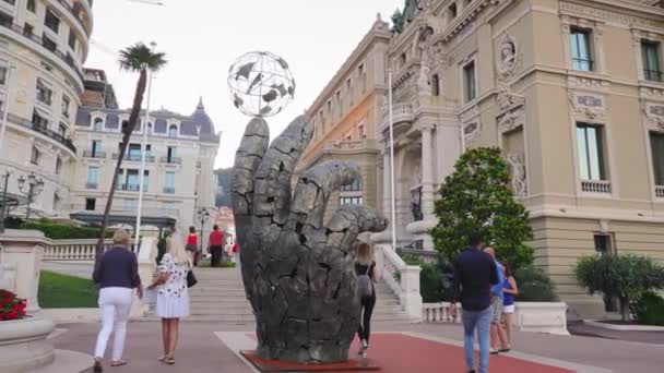 Monte Carlo Monaco Juli 2018 Närbild Till Berömda Monument Ludus — Stockvideo