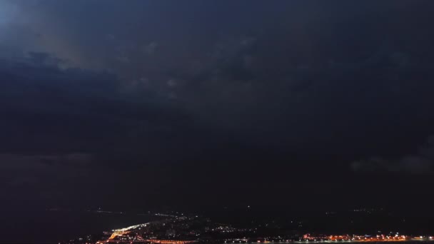 Timelapse Της Όμορφης Καταιγίδας Γραφική Λάμψη Φωτίζει Τον Ουρανό Ροζ — Αρχείο Βίντεο