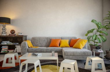 Boş duvar iç - 3d render