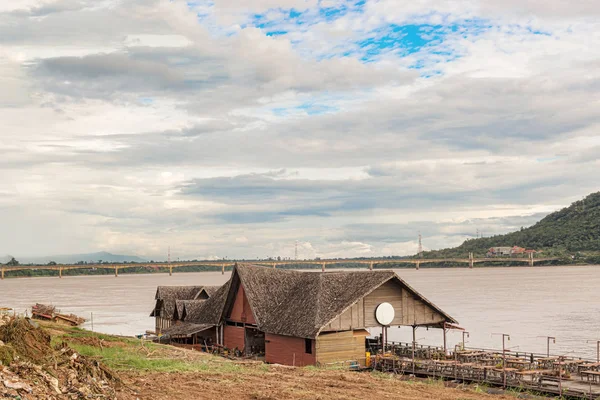 Widok Krajobrazu Lao Nippon Most Nad Rzeka Mekong Pakse Laos — Zdjęcie stockowe