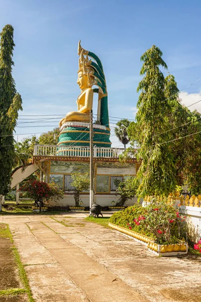 ムアン コーン ラオスのワット Phouang ケオの 頭のヘビに囲まれた大規模な仏陀の像 — ストック写真