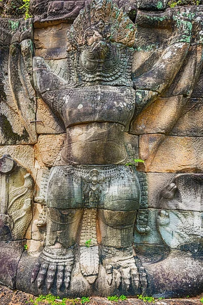 Geschnitzte Wand Preah Khan Einem Buddhistischen Tempel Angkor Kambodscha Der — Stockfoto