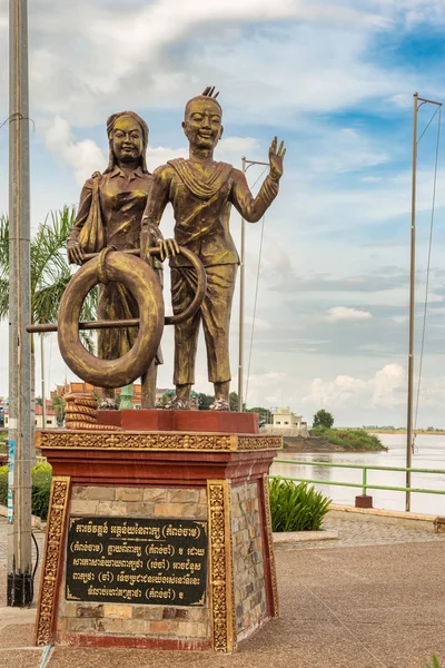 Kampong Cham Cambodge Novembre 2017 Statues Sur Promenade Mékong Kampong — Photo