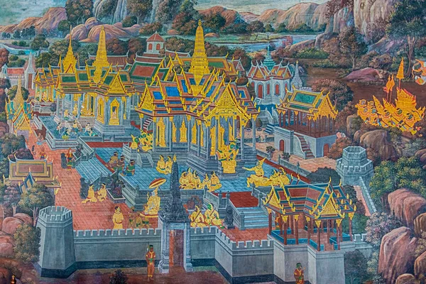 Bangkok Thaiföld November 2017 Wat Phra Kaew Bangkok Thaiföld Falfestmények — Stock Fotó