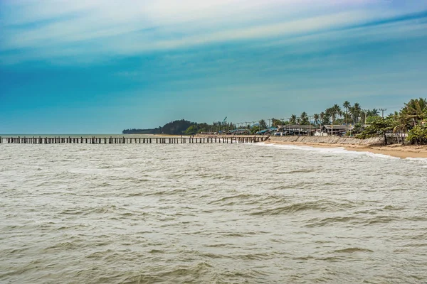 Muelle Madera Golfo Tailandia Cerca Thung Pradu Tailandia —  Fotos de Stock