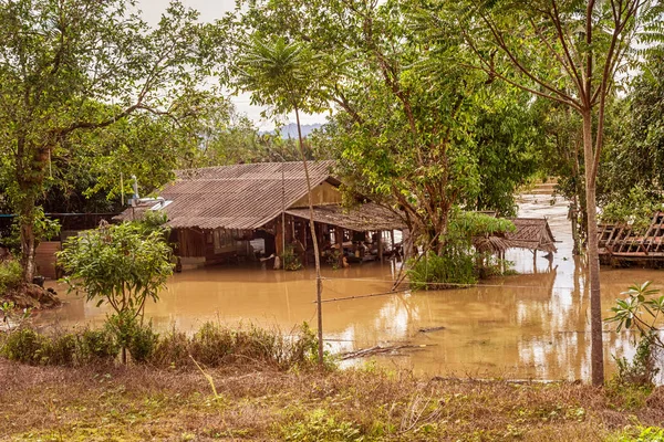 Trang Thailand Dezember 2017 Überflutete Straßen Und Dörfer Südthailand Auf — Stockfoto