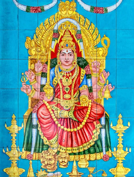 Płytki Motywami Hinduizmu Sri Maha Mariamman Temple Dhevasthanam Kuala Lumpur — Zdjęcie stockowe