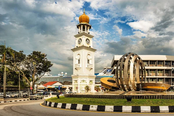 George Town Malezya Ocak 2018 Modern Sanat Heykel Jubilee Saat — Stok fotoğraf