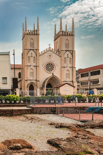 Malacca Melaka Maleisië December 2017 Toeristen Tegenover Katholieke Kerk Van — Stockfoto