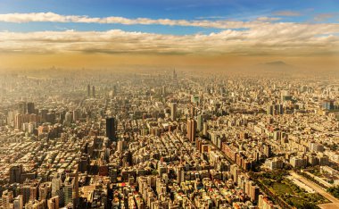 101 kule binadan görüldüğü gibi Tayvan Taipei şehir panoramik manzaraya.