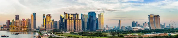 Singapore Jan 2018 Panoramic Sunrise Landscape View Downtown Skyline Port — Stock Photo, Image