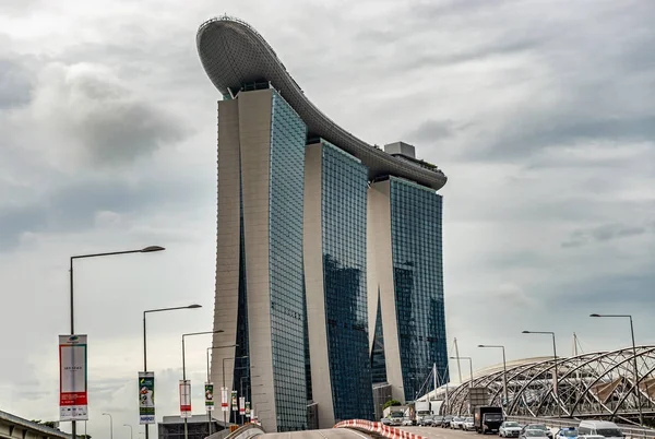 Singapore Jan 2018 Futuristische Architectuurontwerp Marina Bay Sands Hotel Het — Stockfoto